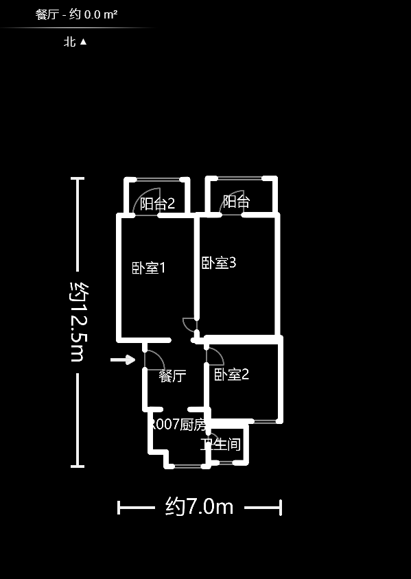人造板厂宿舍（新河北堤1号）  2室2厅1卫   74.00万户型图