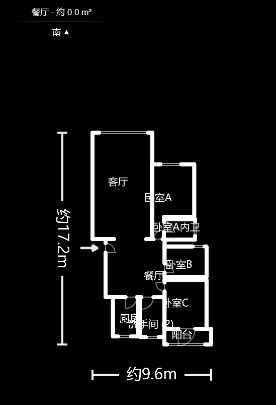 紫薇嘉園  3室2廳1衛(wèi)    96.0萬(wàn)戶型圖