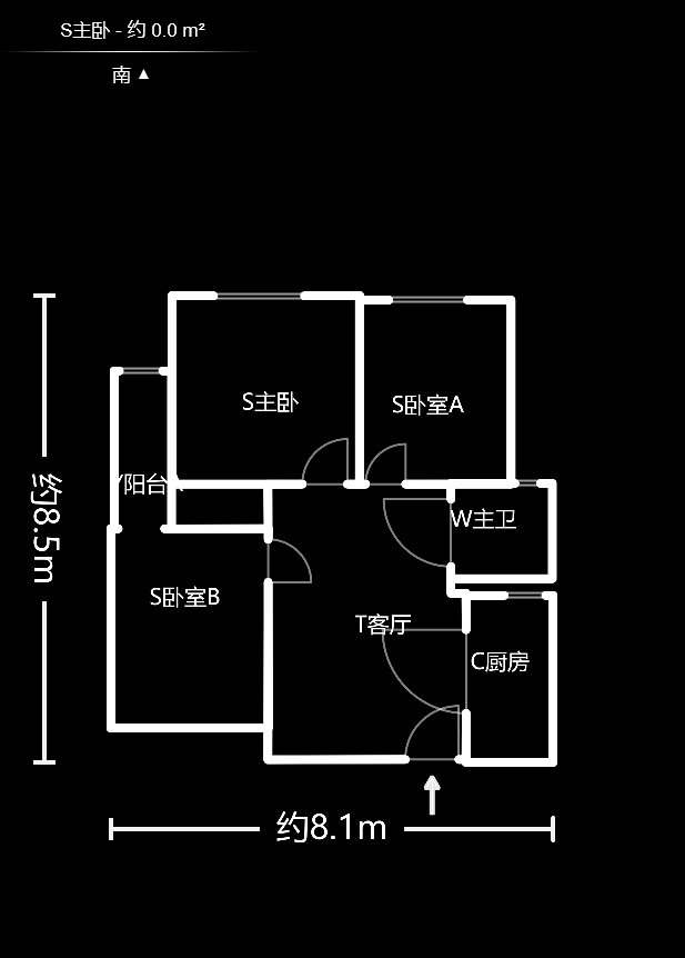 华悦城  2室2厅1卫   96.00万户型图
