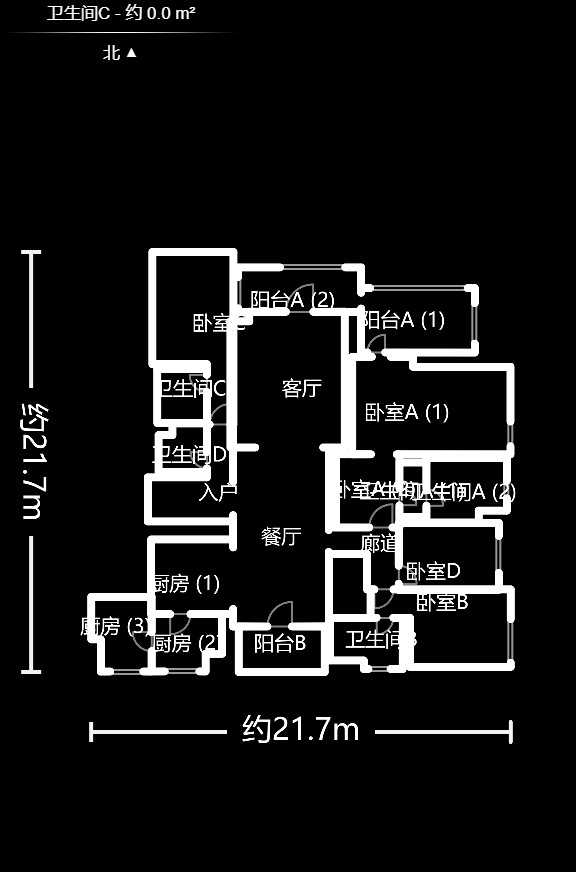 华远华中心  4室2厅4卫    600.0万户型图