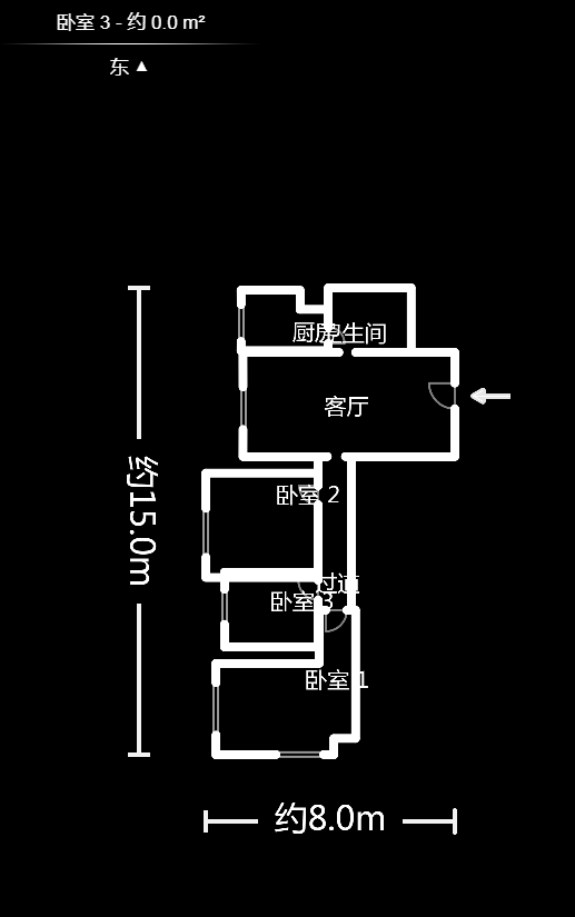 北辰三角洲B1E1区  3室1厅1卫    150.0万户型图