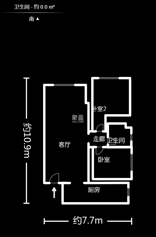 湘楚华庭  2室2厅1卫   2100.00元/月户型图