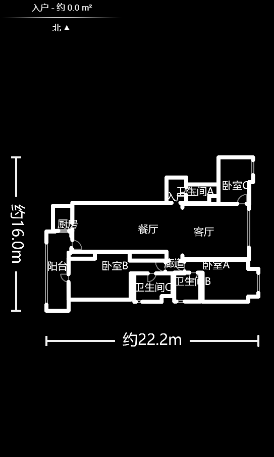 华远华中心  3室2厅1卫   600.00万户型图