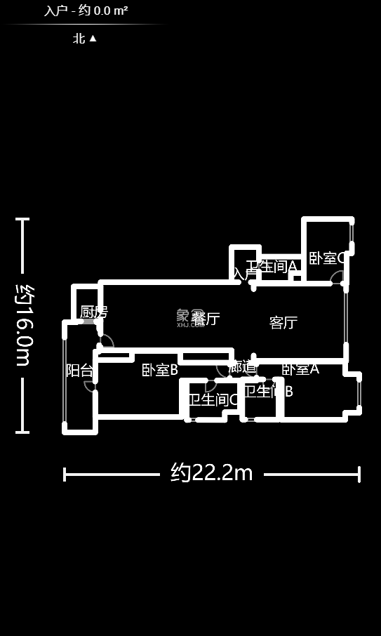 华远华中心  3室2厅1卫   520.00万户型图