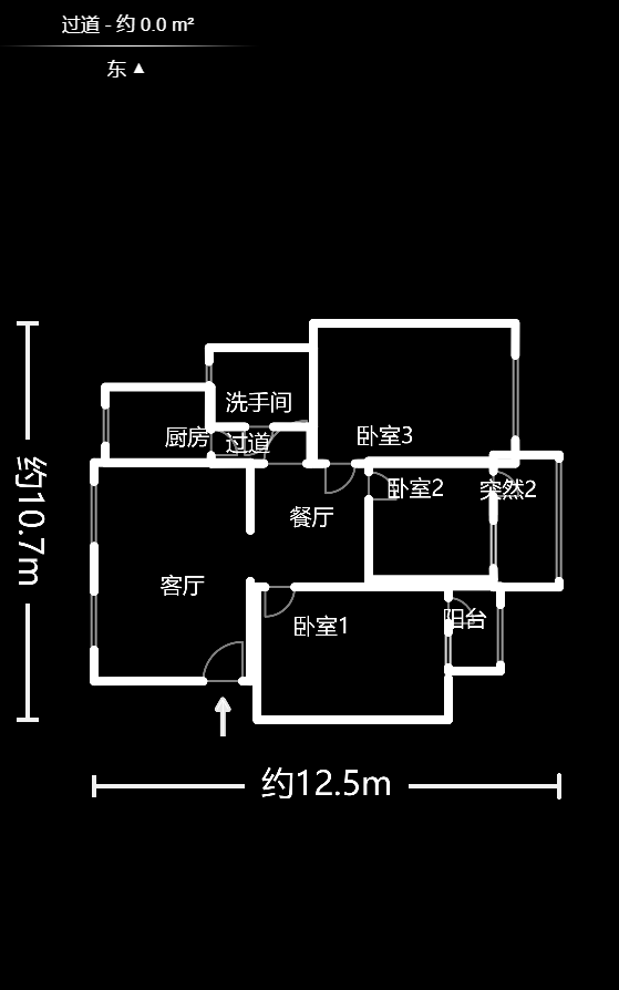 武警宿舍  3室2厅1卫   90.50万户型图