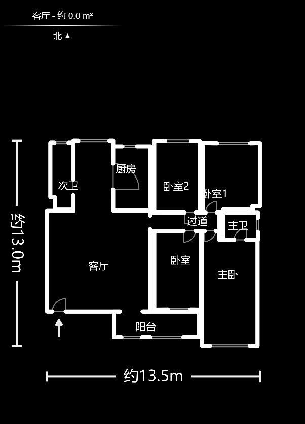 鸿富大厦  4室2厅2卫   135.00万户型图