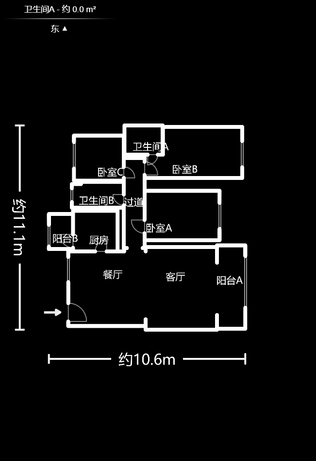 莲湖汽配城  3室2厅2卫    115.0万户型图