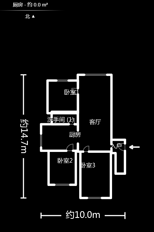 中国银行宿舍  3室1厅1卫   68.00万户型图
