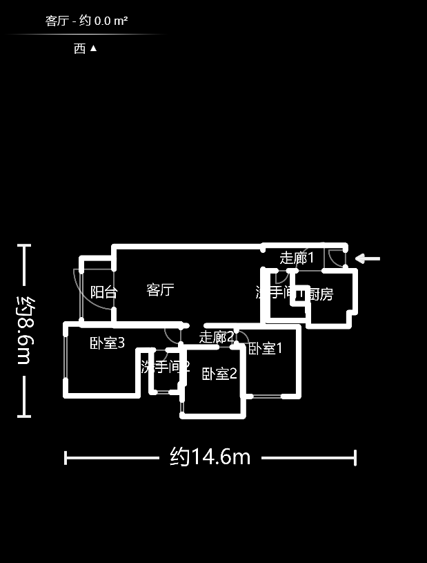 上海城小区  3室2厅2卫   127.50万户型图