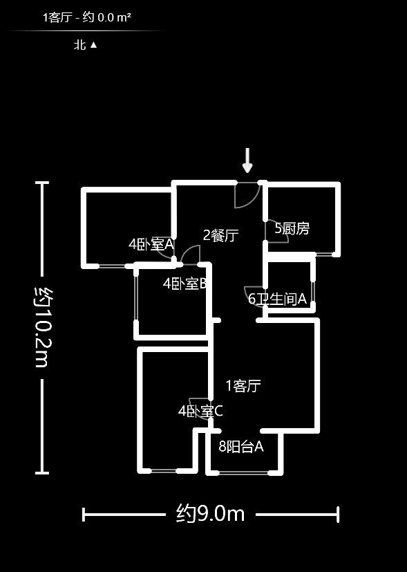 华府壹航线  3室2厅1卫   88.00万户型图