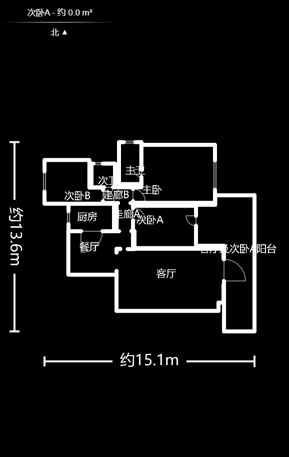 北辰中央公园A区  3室2厅2卫   155.00万户型图