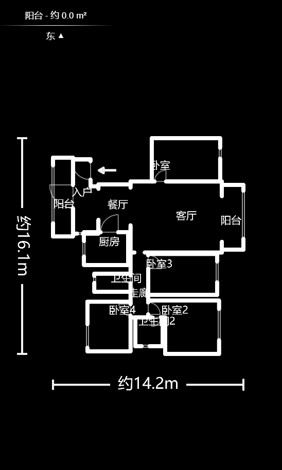 星城福邸（雄天朗郡）  4室2厅2卫    134.57万户型图