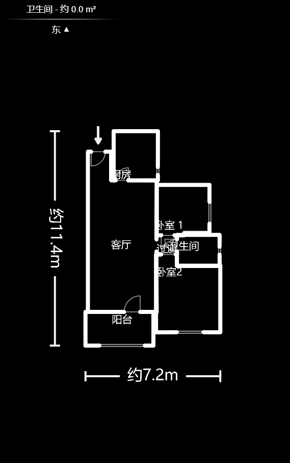 滨江君悦香邸  2室2厅1卫   88.00万户型图
