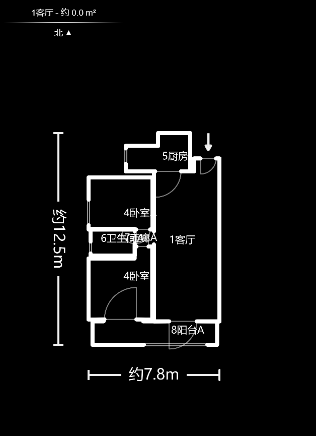 月畔湾  2室2厅1卫    70.0万户型图