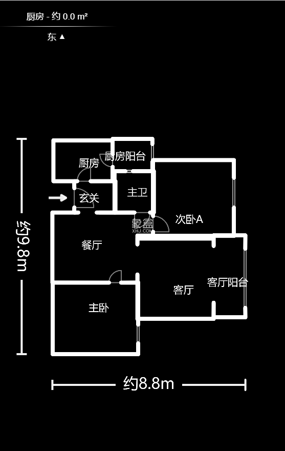 湘江雅颂居  2室2厅1卫   96.80万户型图