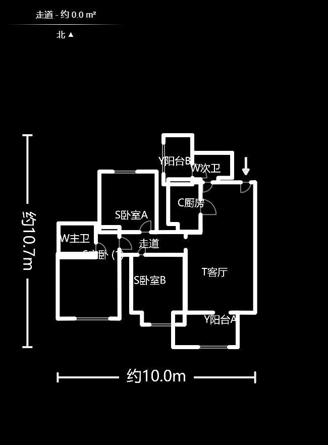 五江天街北区 3室1厅2卫 2700.0元/月 五江天街北区 3室1厅2卫 2700.0元/月户型图