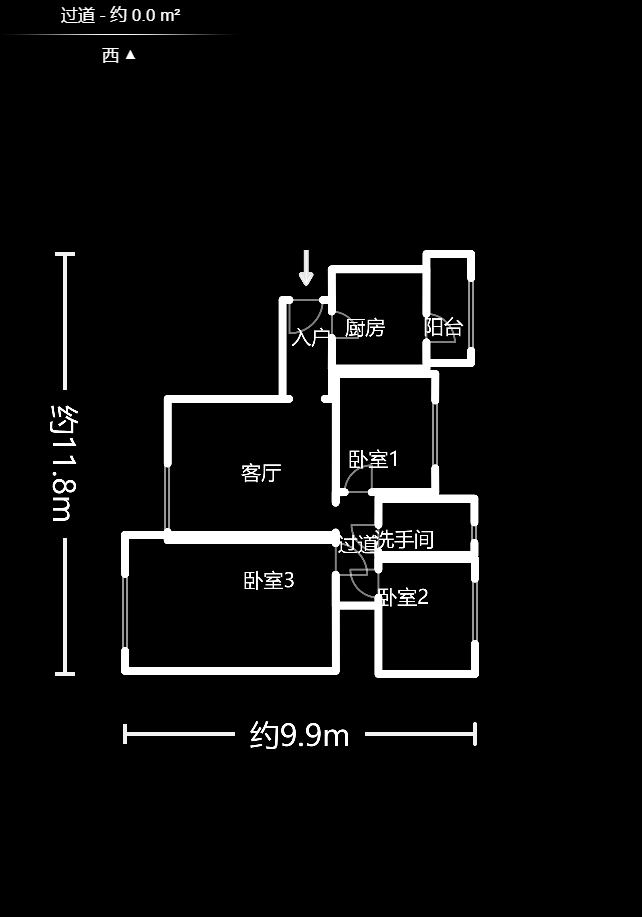 新城新世界一二三期  3室2厅2卫   85.00万户型图