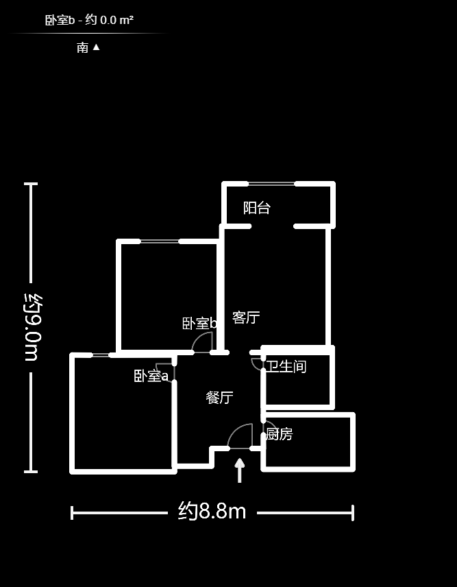 卢浮原著  2室2厅1卫   46.00万户型图