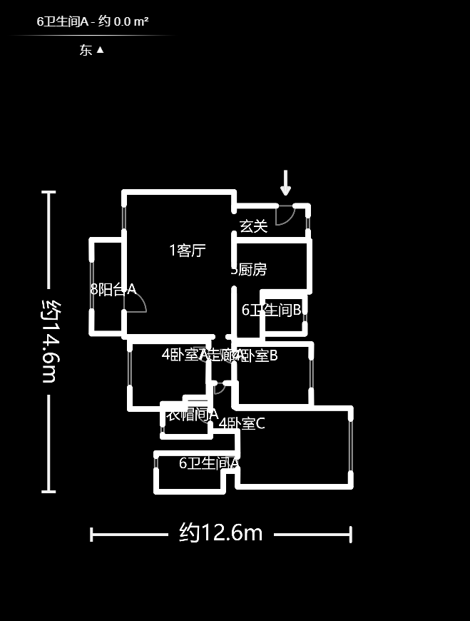 海洋半岛（月珑湾）  1室1厅2卫    1400.0元/月室内图1