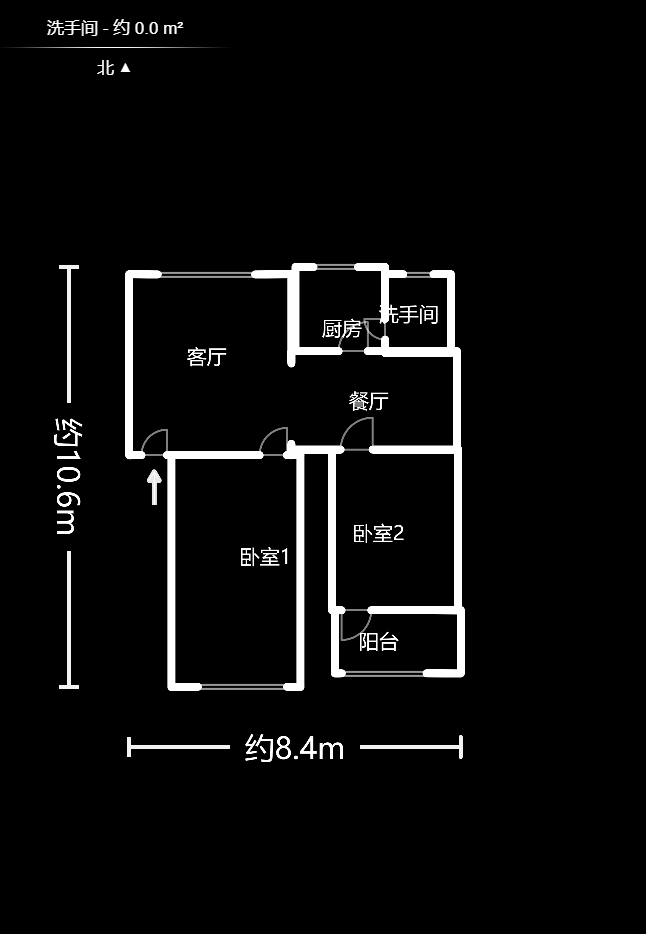 南园小区  2室2厅1卫    1500.0元/月户型图