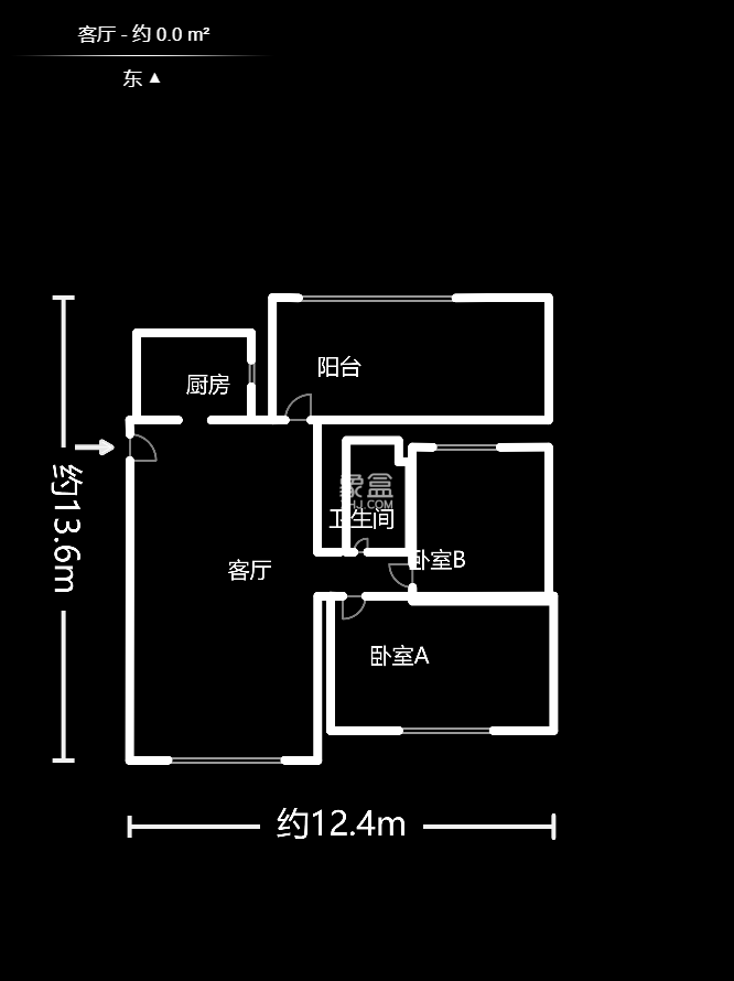 南建公寓  3室2厅1卫   75.00万户型图