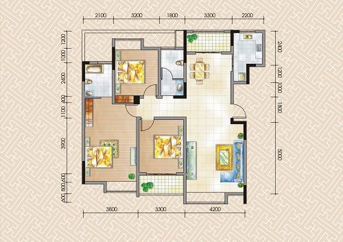 颐景园3期协力小区  3室2厅1卫   73.00万客厅