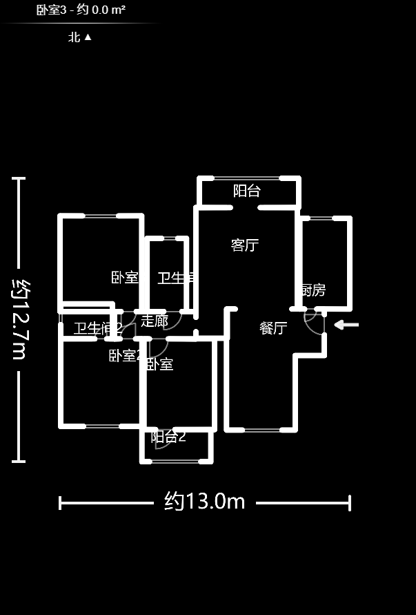 博雅湘水湾 3室2厅2厨1卫 79.98万户型图