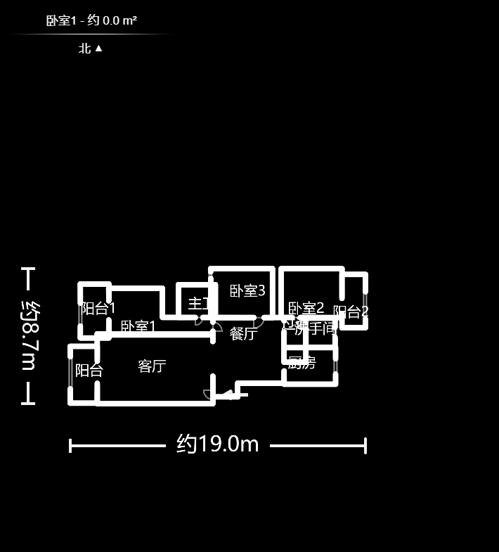 白沙苑  3室2厅2卫   95.00万户型图