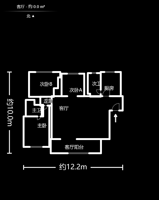 保利花园  3室2厅2卫   95.00万户型图