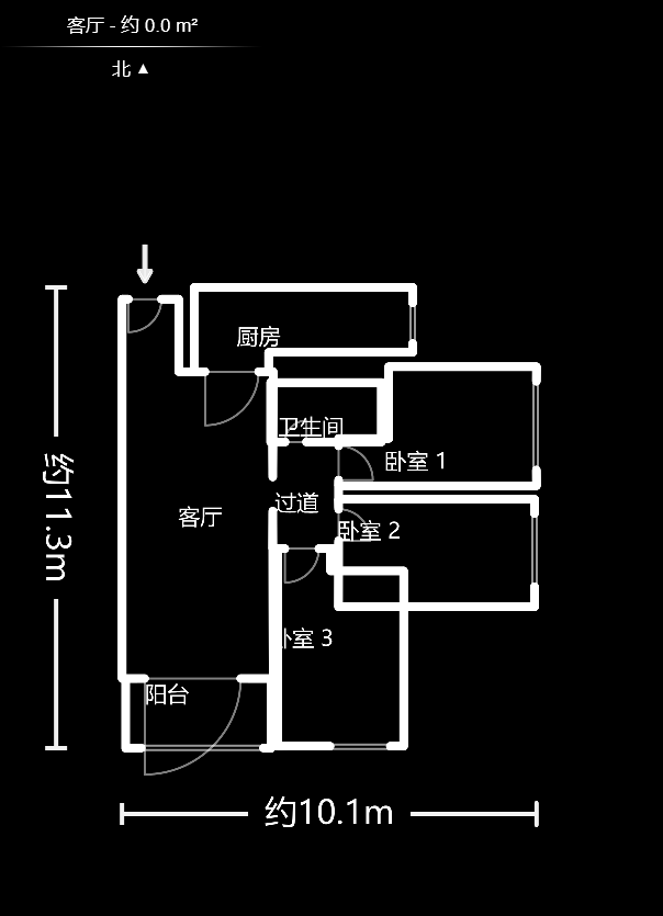 北辰三角洲D2区  3室2厅1卫   175.00万户型图