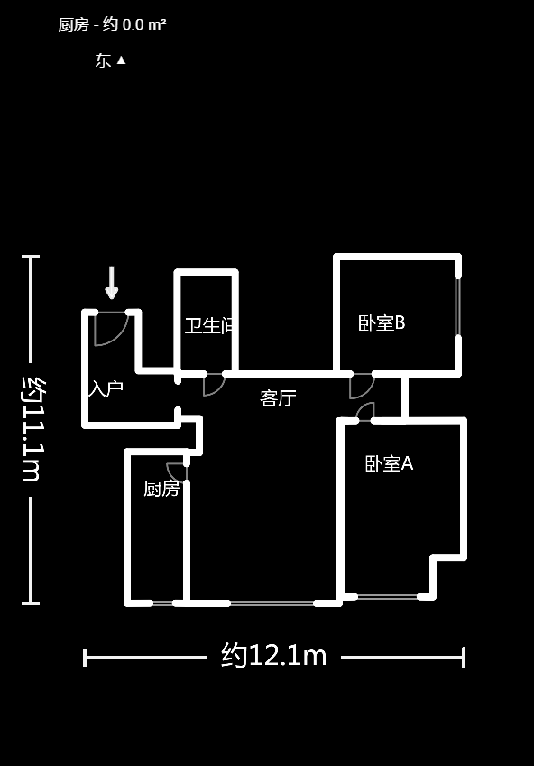 华远国际公寓  2室2厅1卫    206.0万户型图