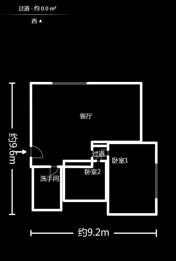 QQ生活馆  2室1厅1卫   60.00万户型图
