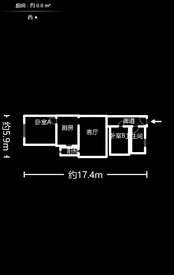 兴威帕克水岸  2室1厅1卫    1800.0元/月户型图
