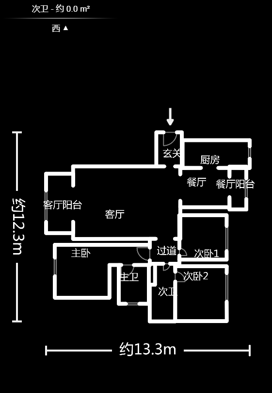 绿地中央广场  3室2厅2卫    215.0万户型图