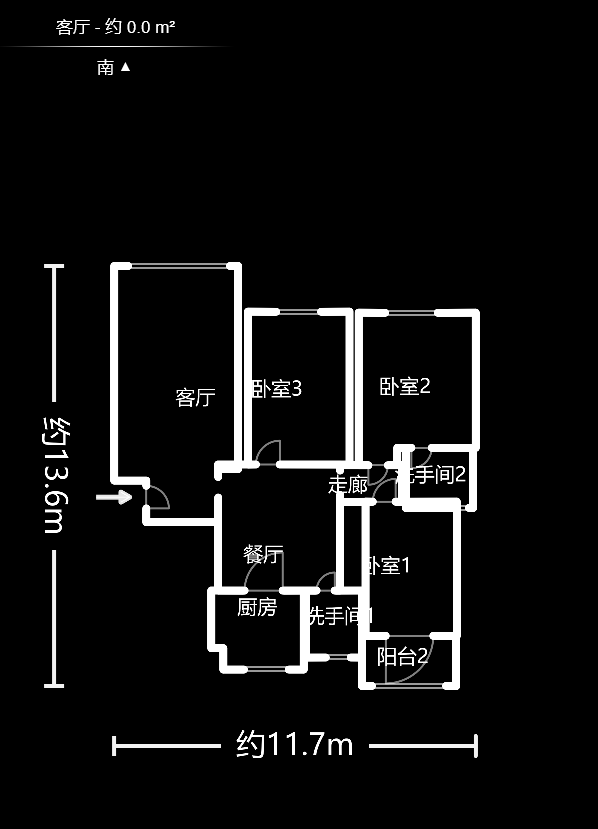 鑫天山水洲城  3室2厅2卫    97.98万户型图