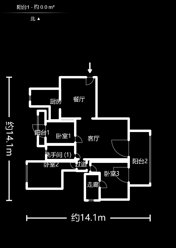 第六都（陆都小区）  3室2厅2卫    245.0万户型图
