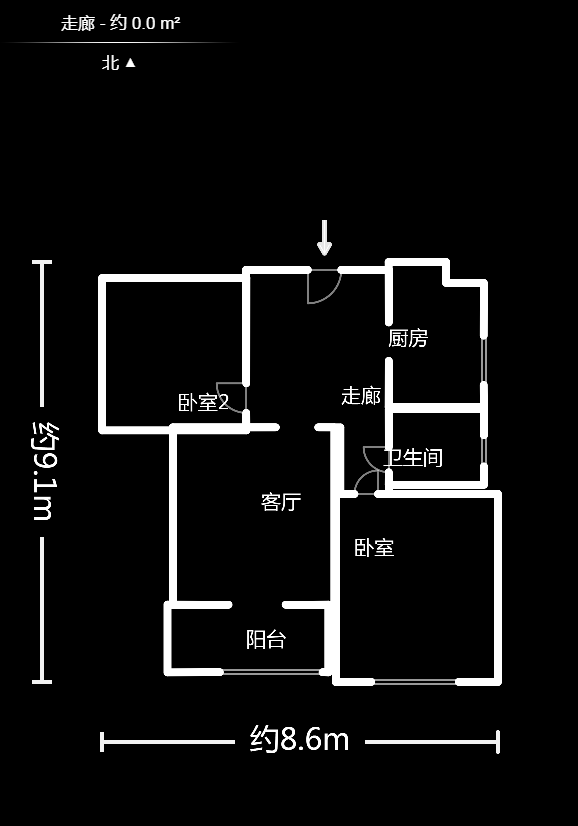 爵士湘  2室2厅1卫    59.8万户型图