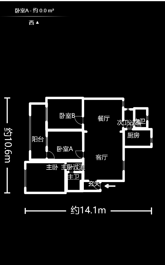 望城坡医院宿舍（人民医院宿舍）  3室2厅2卫    45.0万户型图