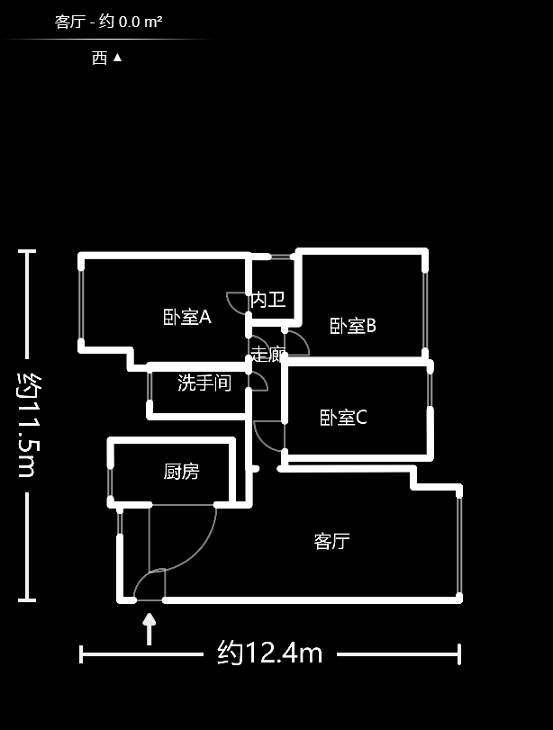 东城港  3室2厅2卫   122.00万户型图