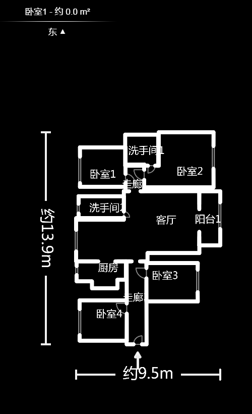 园康星都荟  4室2厅1卫    109.0万户型图