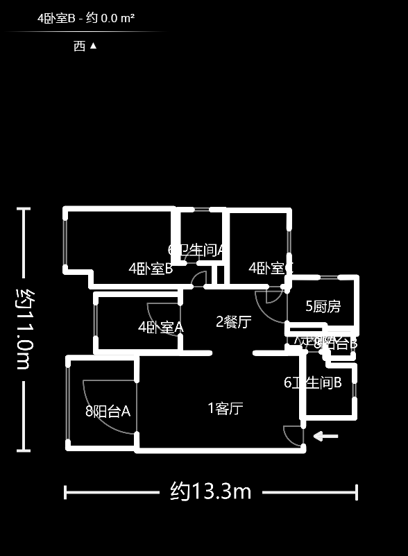 王府花园  3室2厅2卫   148.00万户型图