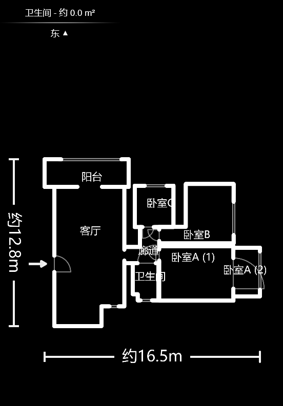 景泰雅苑（景江融城）  3室2厅1卫    166.0万户型图