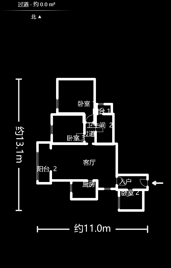 湘江世纪城融江苑  3室2厅1卫    115.0万户型图