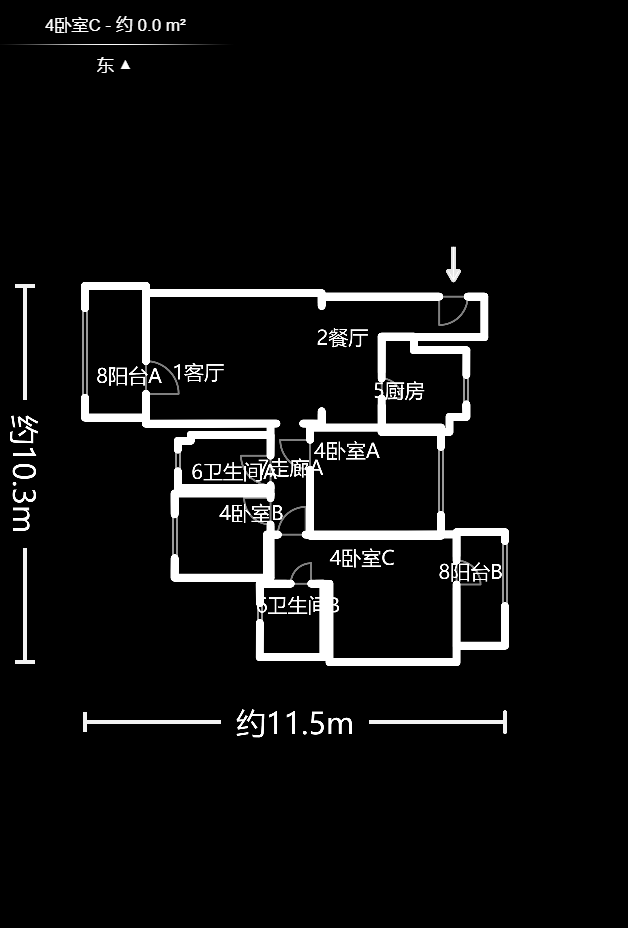 旺德府恺悦国际  3室2厅2卫   74.00万户型图
