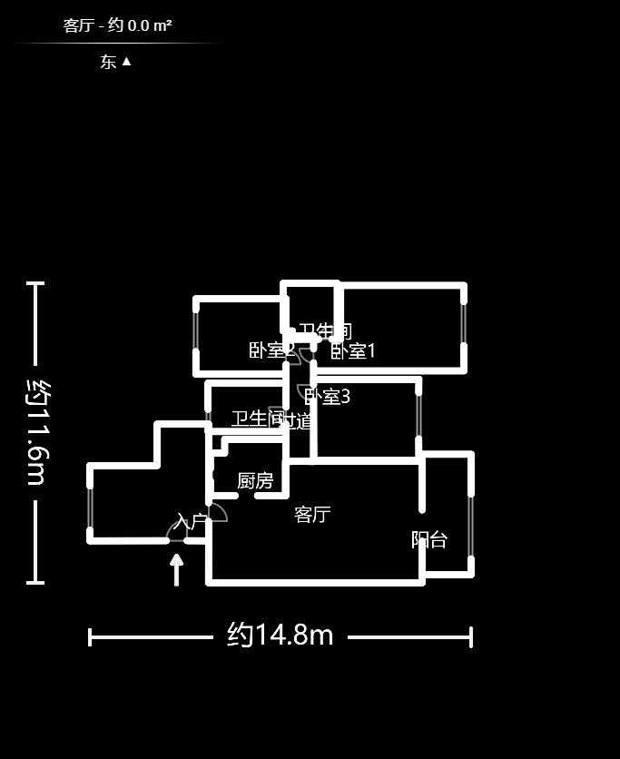 湘江世纪城悦江苑  3室2厅2卫    187.0万户型图