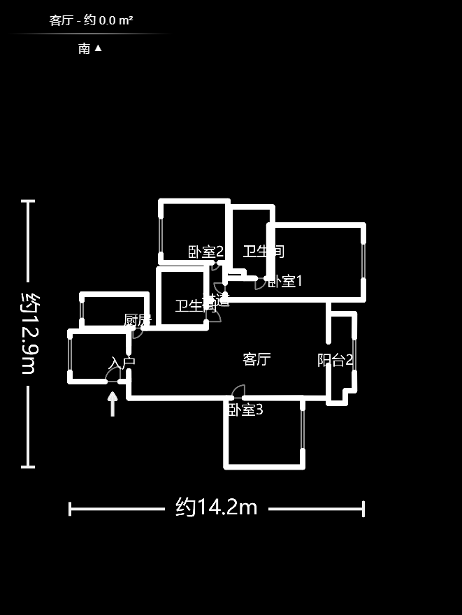 湘江世纪城悦江苑  3室2厅2卫   142.00万户型图