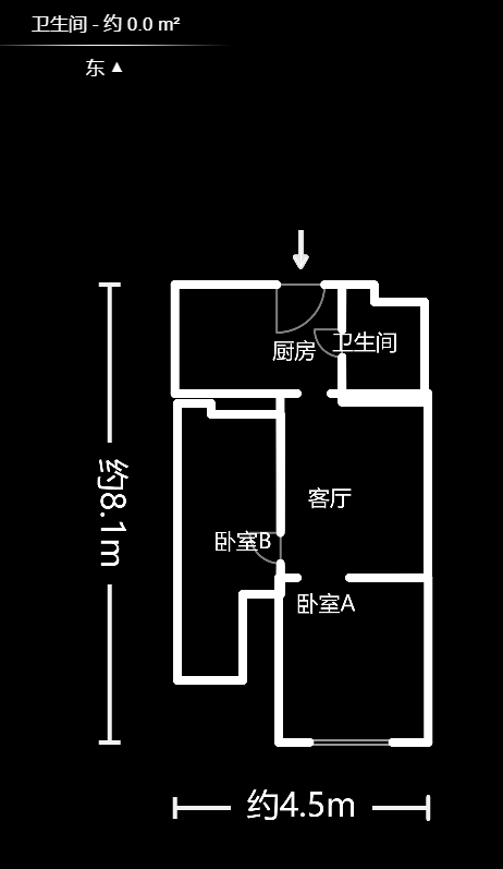 长房半岛蓝湾（观山月）  1室1厅1卫   38.80万户型图