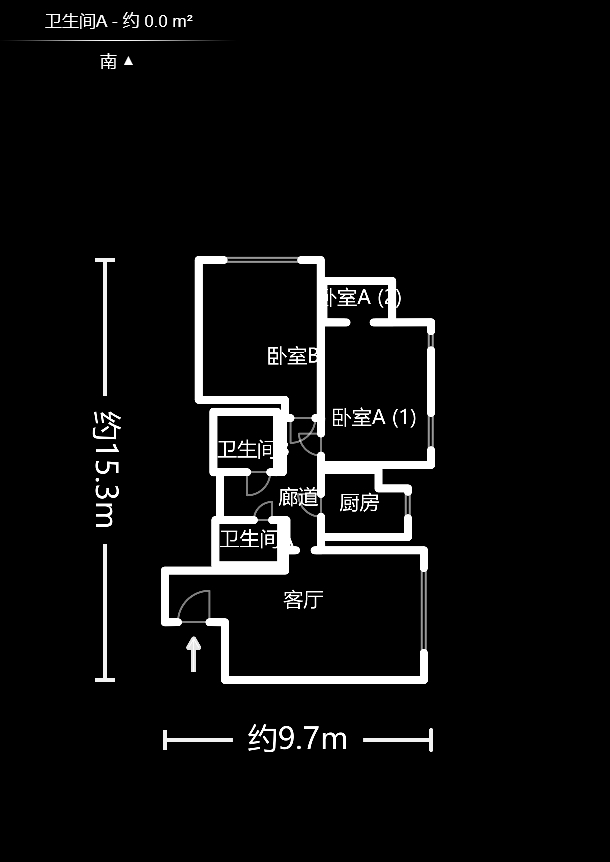 华远国际公寓  2室1厅1卫   220.00万户型图