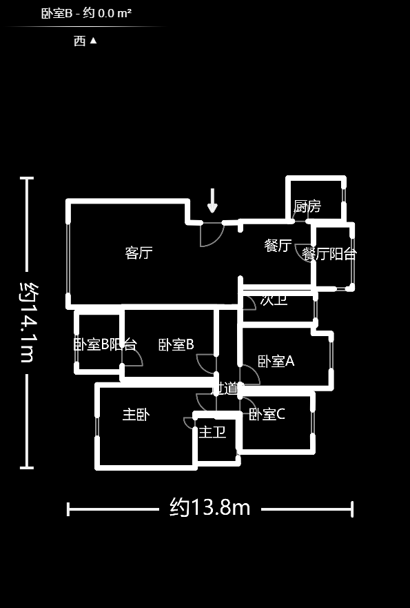 永祺西京  4室2厅2卫   186.00万户型图