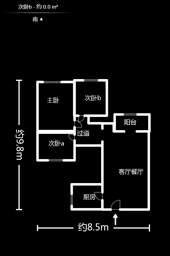 龙湖湘风原著（龙湖湘风星城）  3室2厅1卫   72.00万户型图